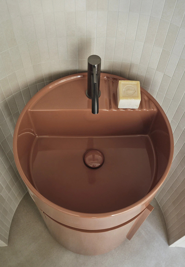 Tiberino Round Basin with One Tap Hole, Ceramica Cielo, view 3