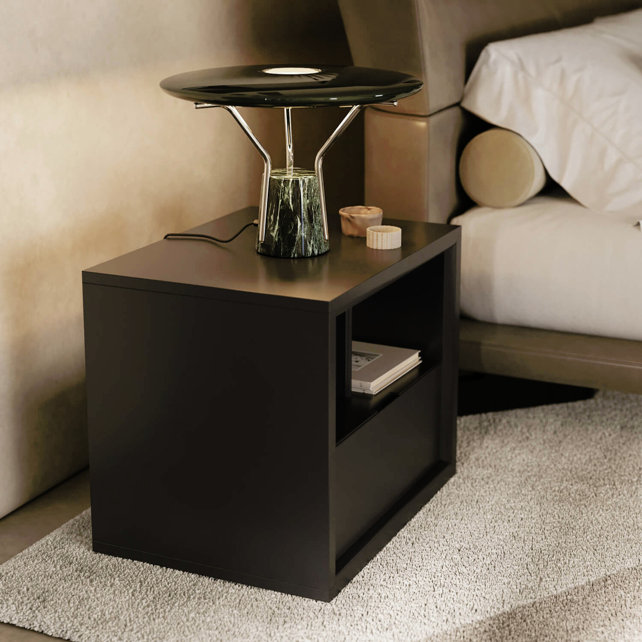 Maverick Lacquered Bedside Table, view 2