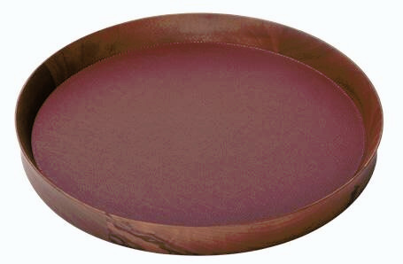 Round Tray with Leather Inlay