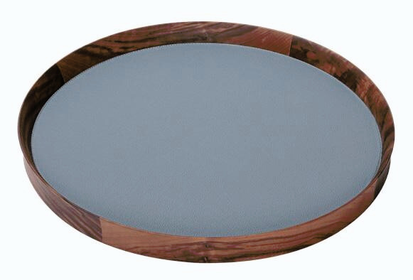 Round Tray with Leather Inlay, view 2