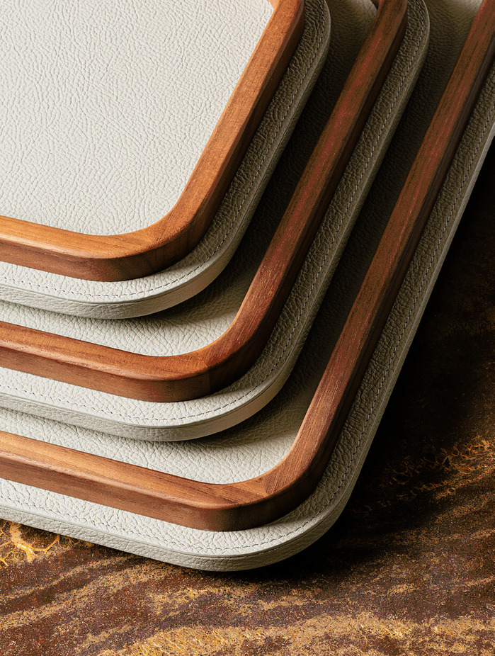 Rectangular Leather Tray with Rounded Corners, view 4