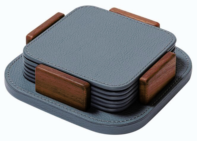 Leather Coaster Holder with 6 Coasters, view 2