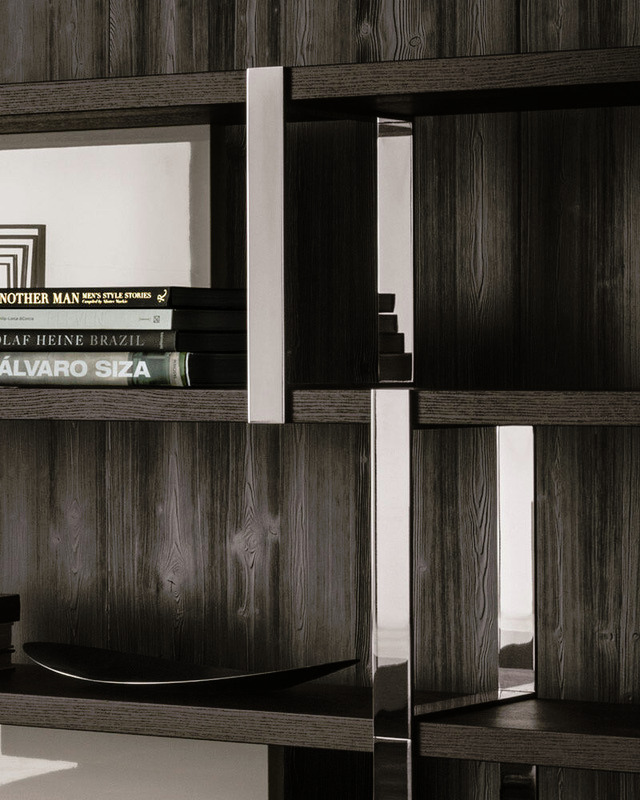 Dalton Chrome Bookcase by Minotti, view 4