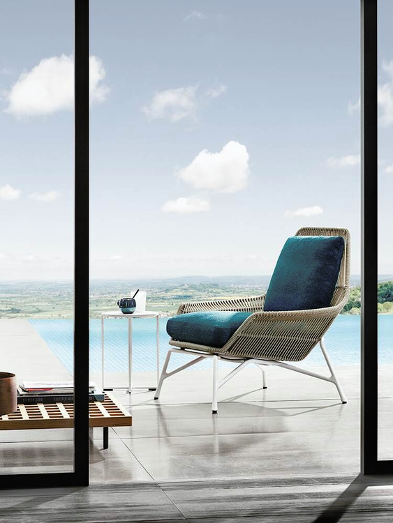 Prince Cord Outdoor Armchair by Minotti, view 2