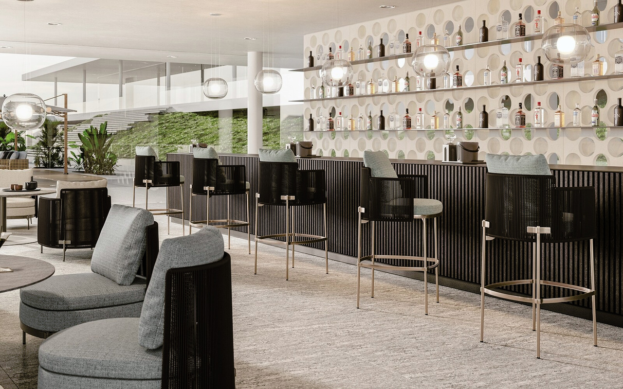 Tape "cord" outdoor bar stool
