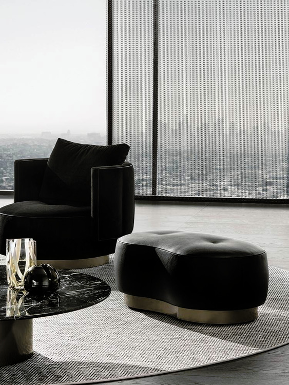 Torii Bold Pouf Bench by Minotti