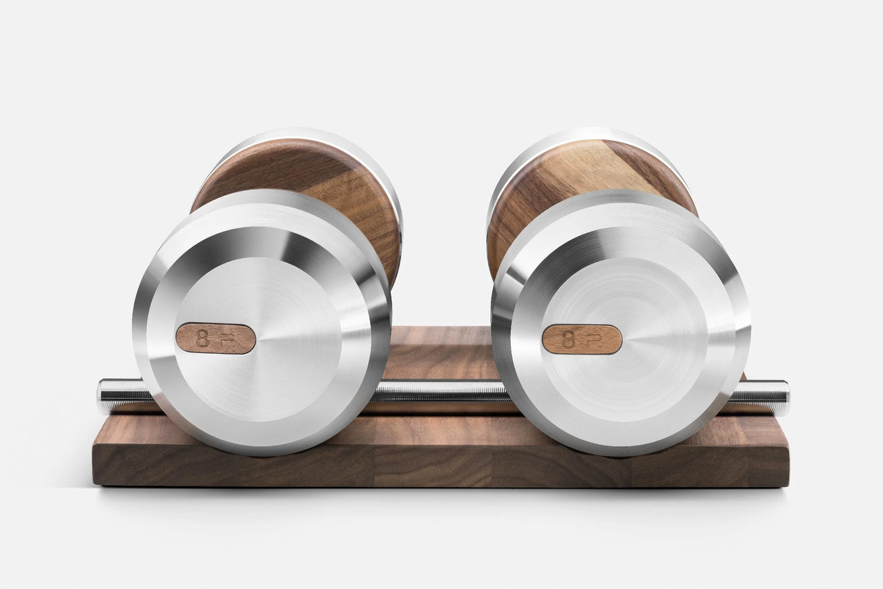 COLMIA™ Dumbbell Pair with Wooden Stand, view 5