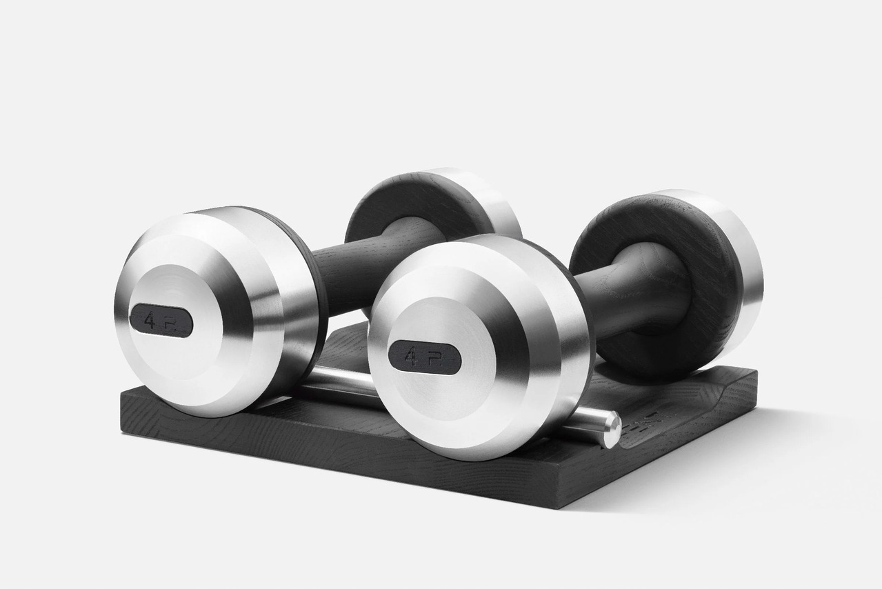 COLMIA™ Dumbbell Pair with Wooden Stand, view 6