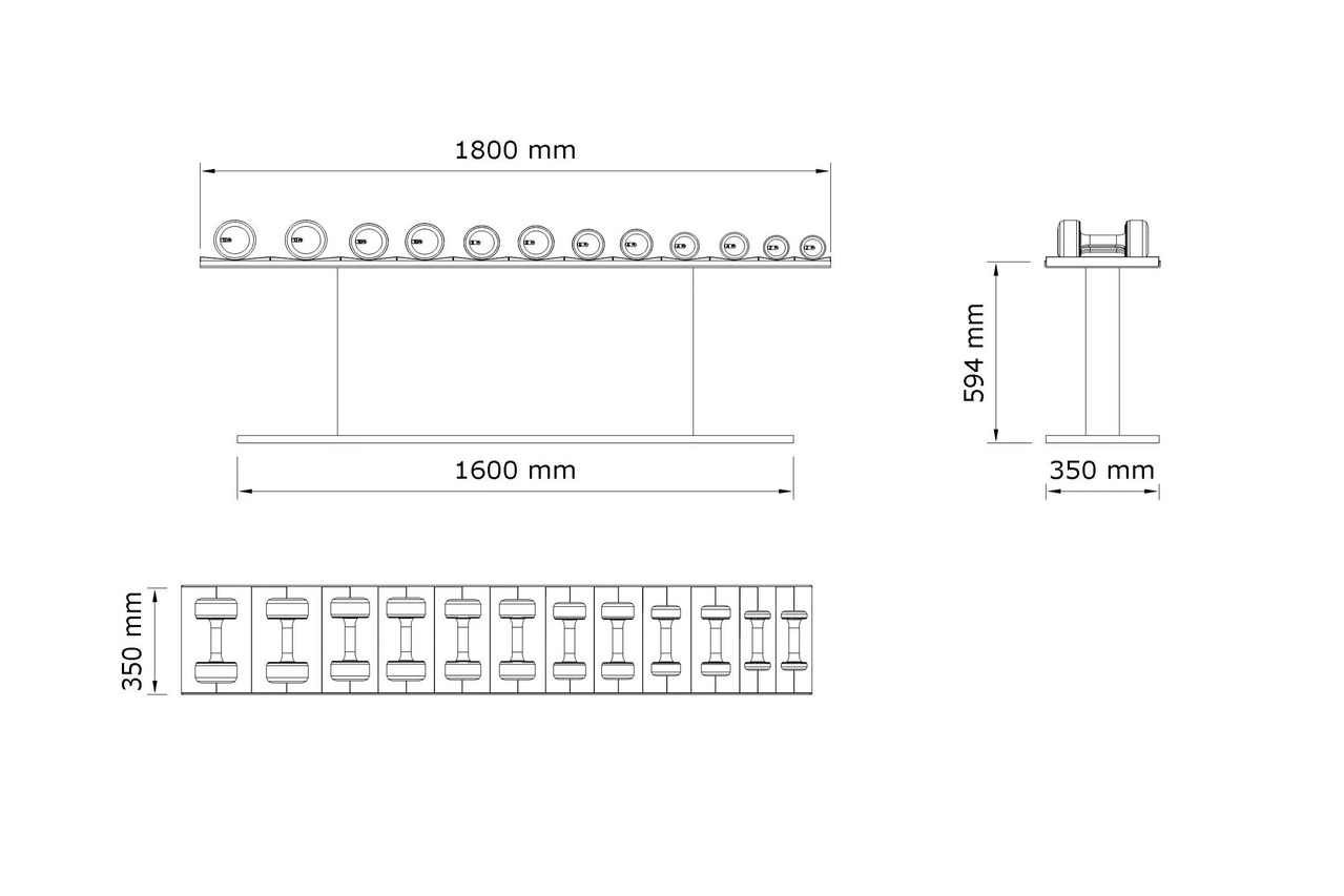 COLMIA™ LIGHT Dumbbells with Horizontal Rack, view 6