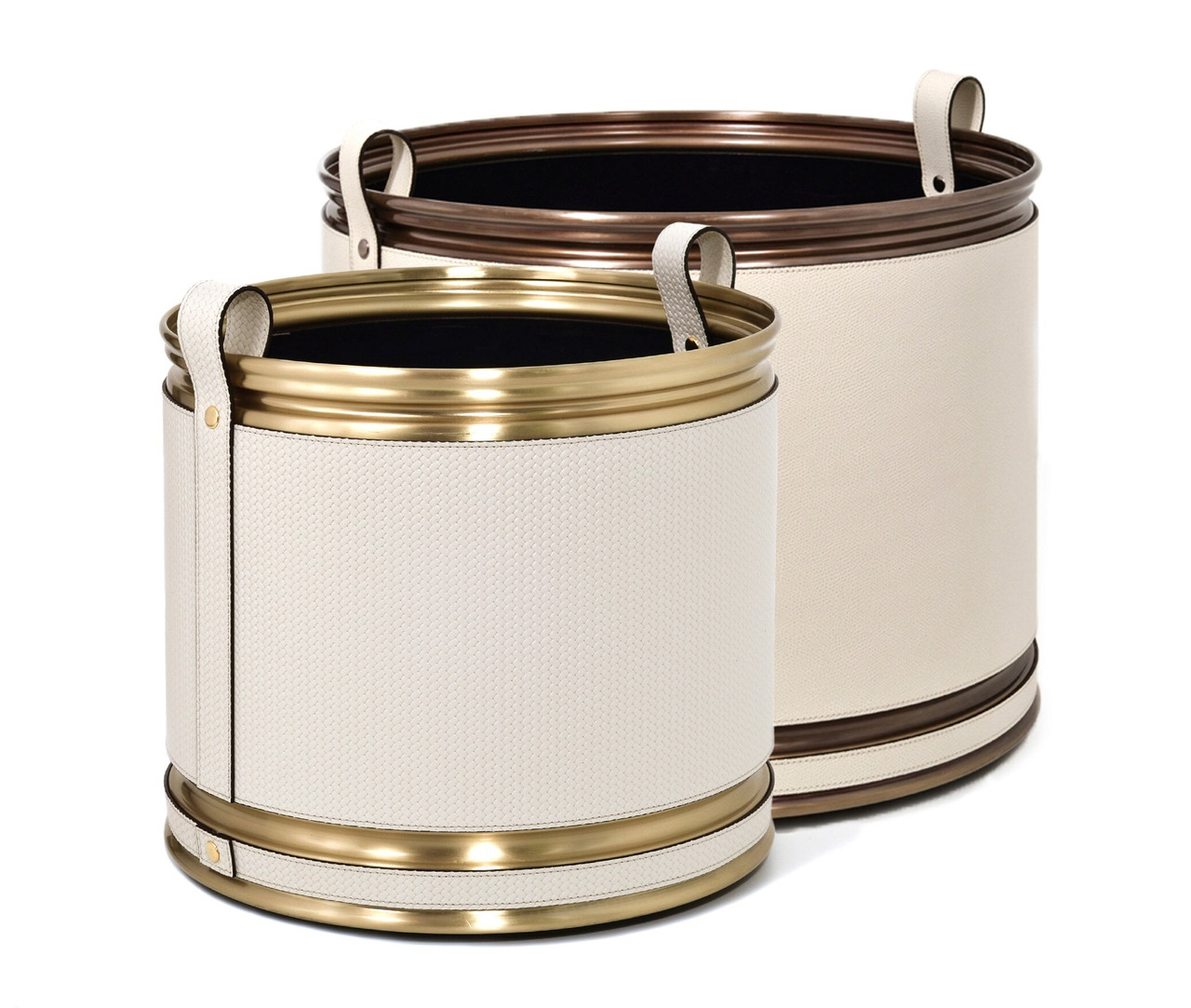 Pinetti Leather Planter with Brass Details, view 3