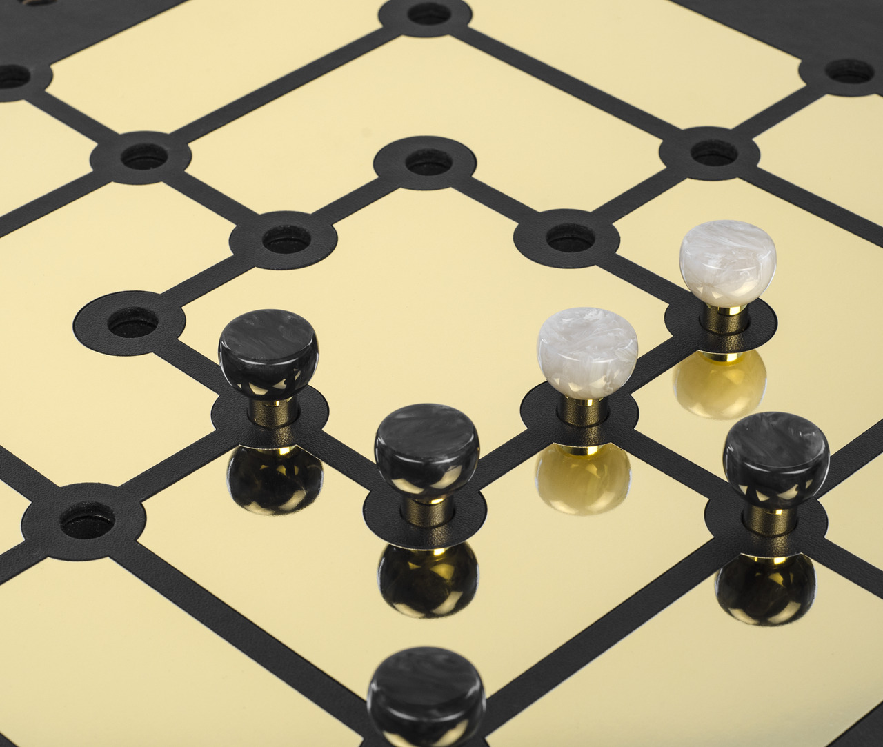 Mill Board Game with Gold Details, view 4