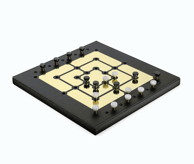 Mill Board Game with Gold Details