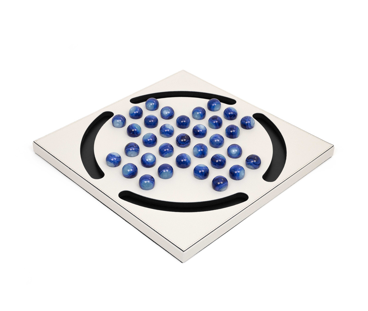 Peg Solitaire Board Game with Blue Pegs
