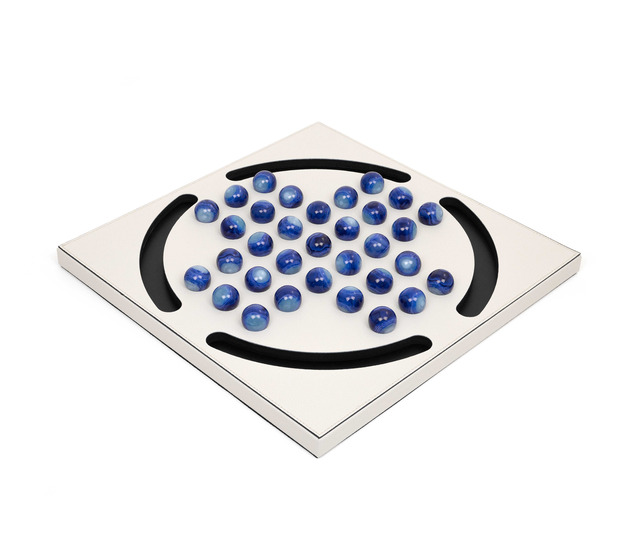 Peg Solitaire Board Game with Blue Pegs