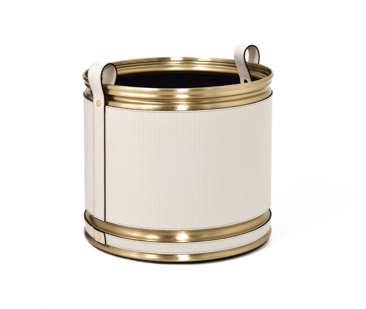 Pinetti Leather Planter with Brass Details, view 2