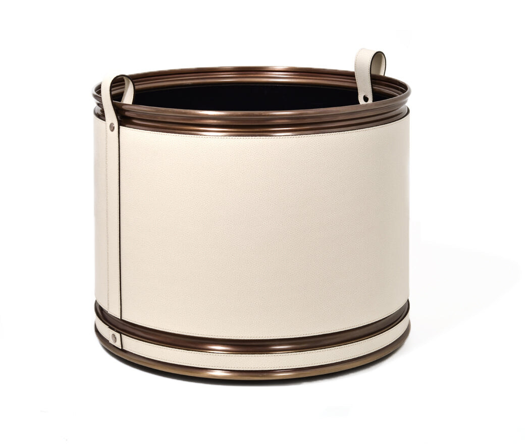 Pinetti Leather Planter with Brass Details