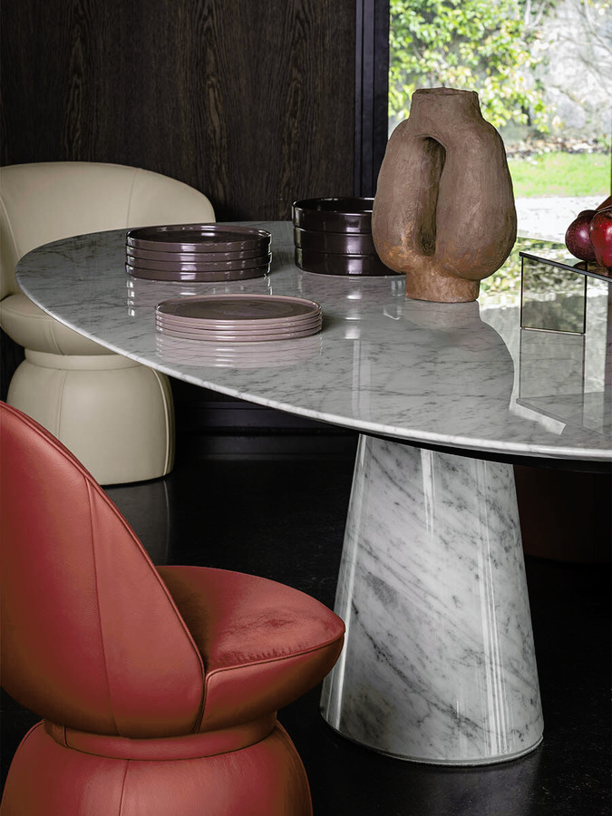 Mesa Ellipse Marble Table, view 4