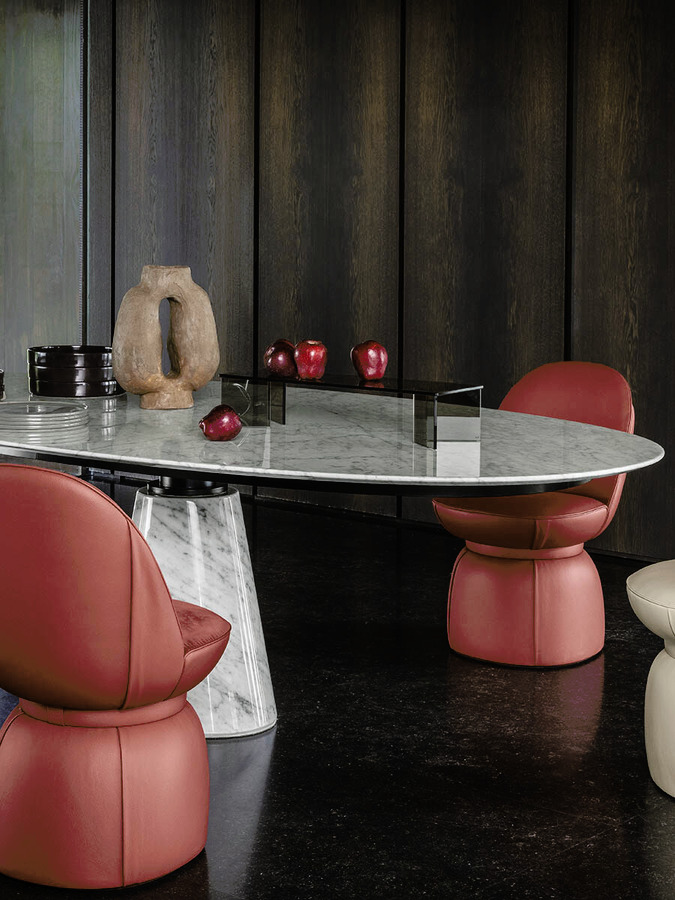 Mesa Ellipse Marble Table, view 5