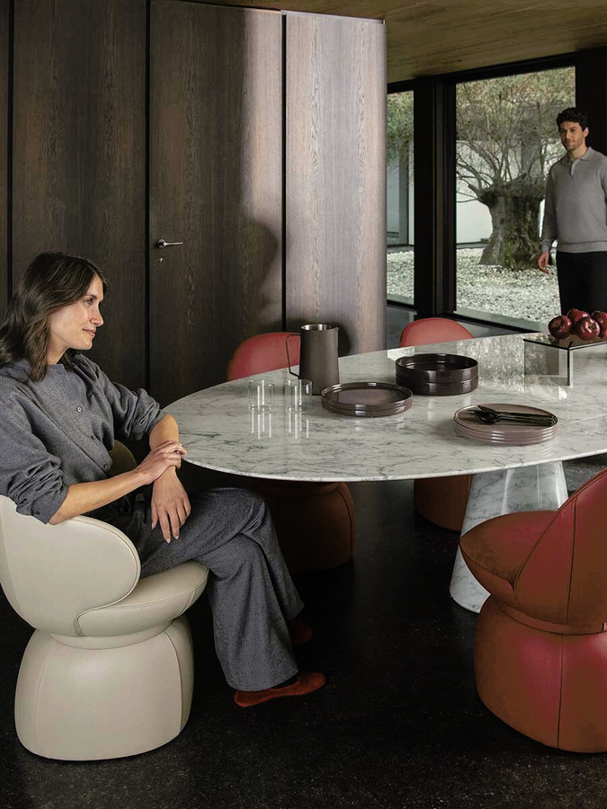 Mesa Ellipse Marble Table, view 6