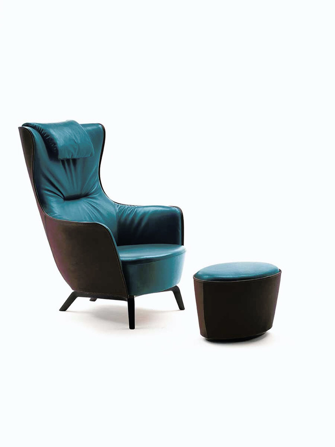 Mamy Blue Armchair and Ottoman, view 14