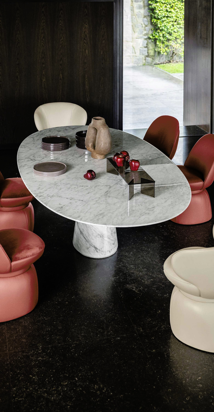 Mesa Ellipse Marble Table, view 3