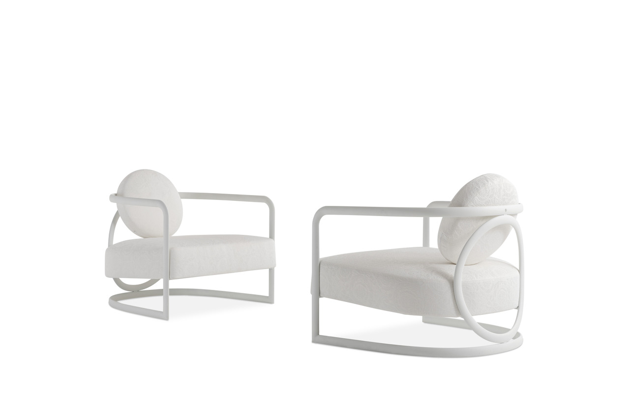 Versace La Medusa Round Metal Outdoor Chair, view 8