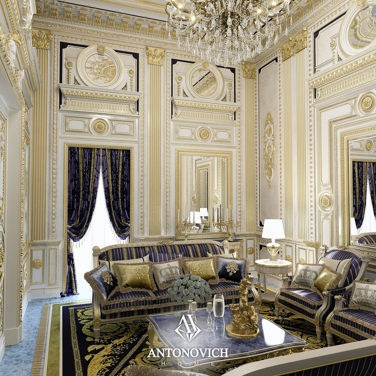 Palatial Living Room Interior, view 3