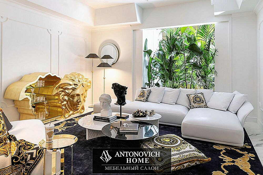 VE+Godness+sofa,+V-marble+coffee+table,+gold+unique+side+table,+medusa+carezza+bar+cabinet,+narcissus+pouf_result