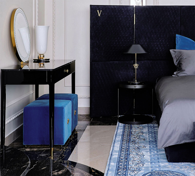 Versace Home Greca Vanity Dressing Table, Mirror and Table Lamp