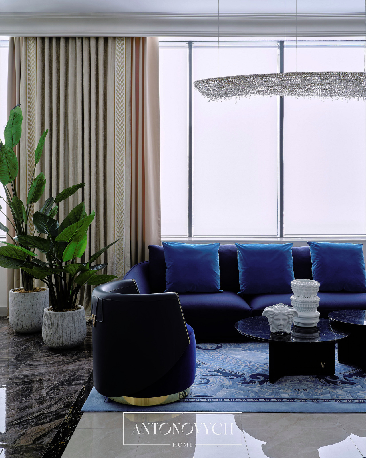 Versace Home Godness Sofa, V-Marble Coffee Table and Vases, view 3