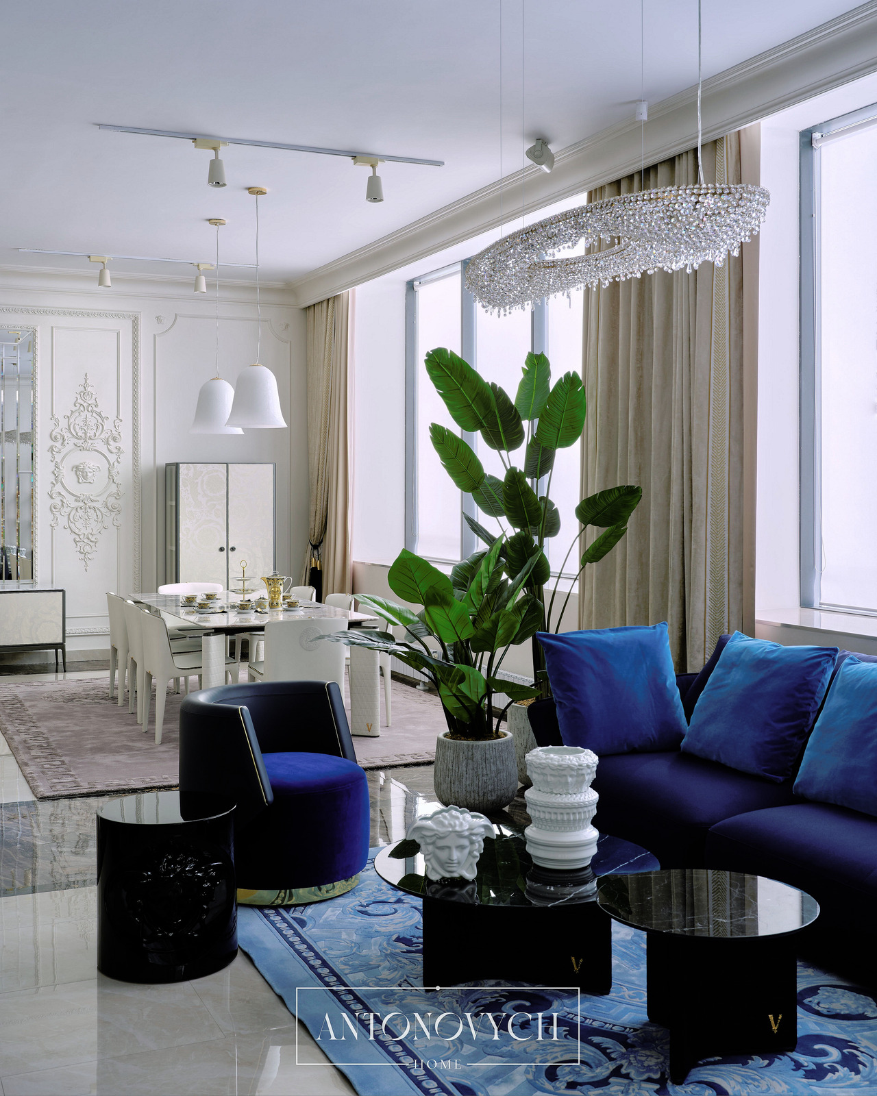 Versace Home Godness Sofa, V-Marble Coffee Table and Vases, view 2