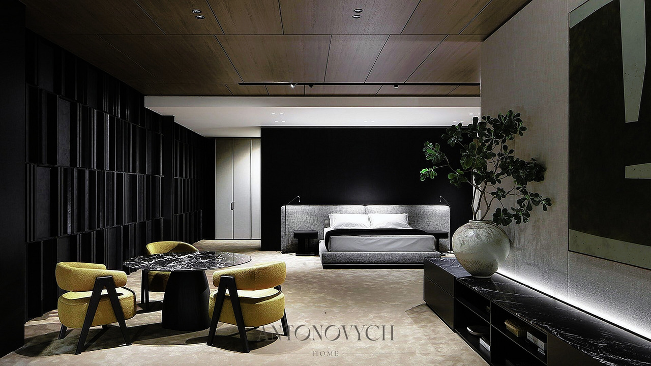 Poliform Brera Bed and Bedside Table, view 2